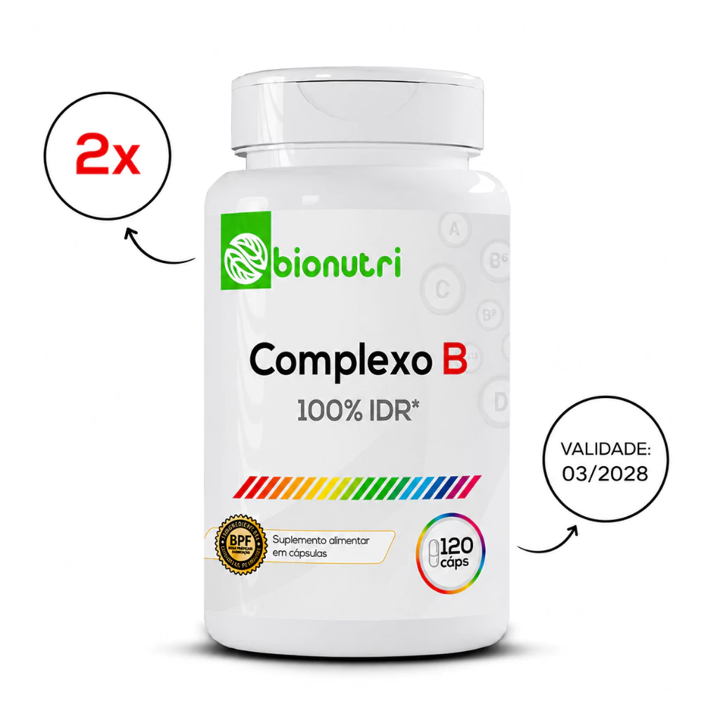Kit 02 Complexo B 240 Cápsulas Bionutri B1, B2, B3, B5, B6, B7, B9, B12